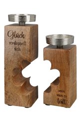 2er Set Teelichthalter "Glück" 